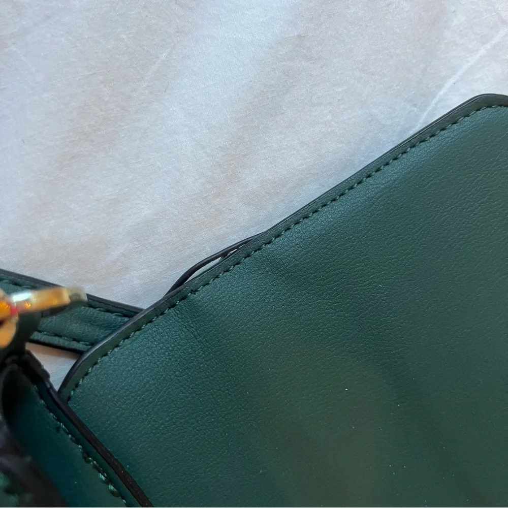 Topshop Emerald Green and Gold Studded Crossbody Bag